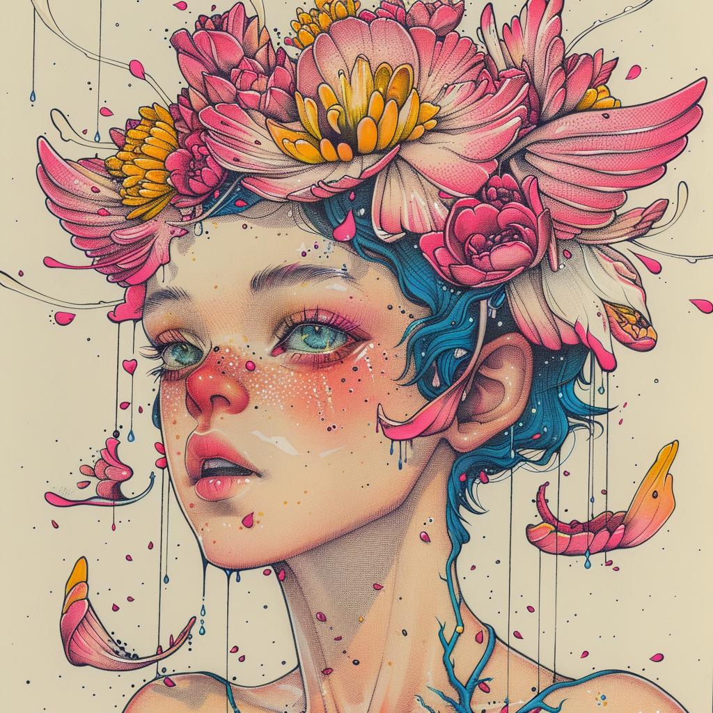 woman  flowers  hair  dress  spiritual  dark  occult  naturalistic  terror  art 924668