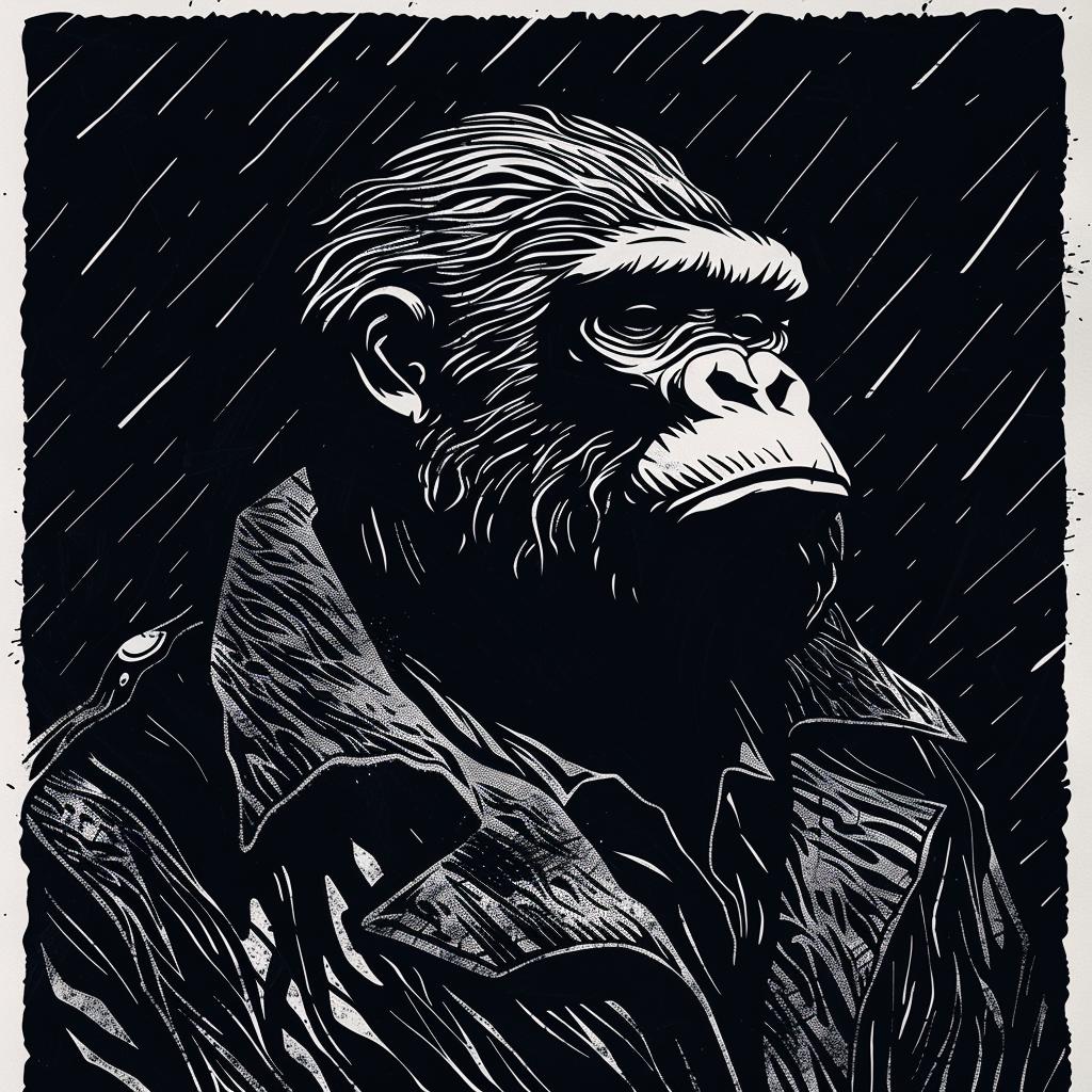 gorilla  prison  criminal  anthropomorphic  orange  uniform  satire  humor  character  illustration 1025723