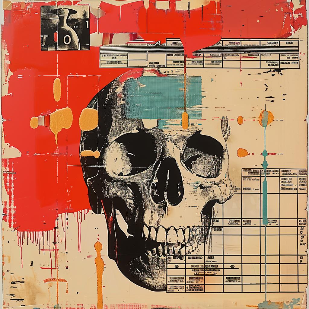 collage  skull  cyborg  Rauschenberg  red  symbolism  abstract  dark  modern  vibrant 937422