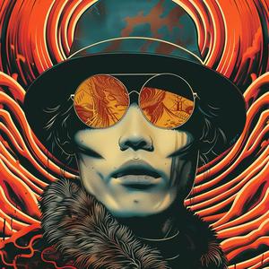 surreal  album  cover  male  model  Risograph  symbolist  hyper-realistic  screenprinting  mask 1077560