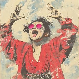 block  print  woman  kimono  sunglasses  tongue  Hokusai  colorful  portrait  playful 1063799
