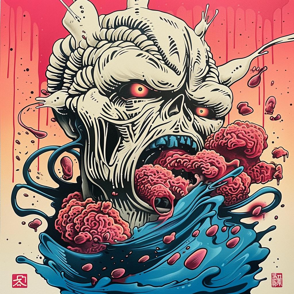 poster  zombie  head  blood  horror  graphic  edgy  dark  illustration  vivid 947419