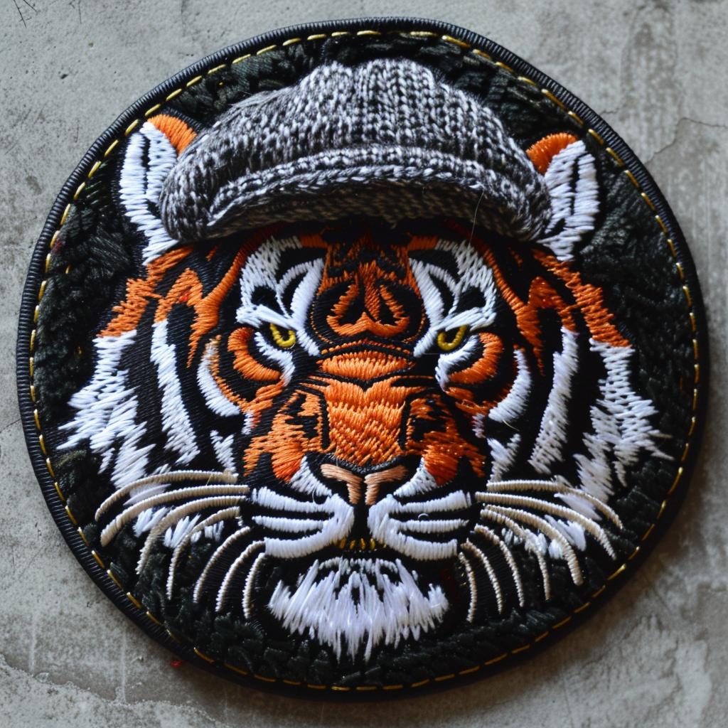 tiger  angry  hat  embroidery  round  patch  chenille  streetwear  simple  colors 955072