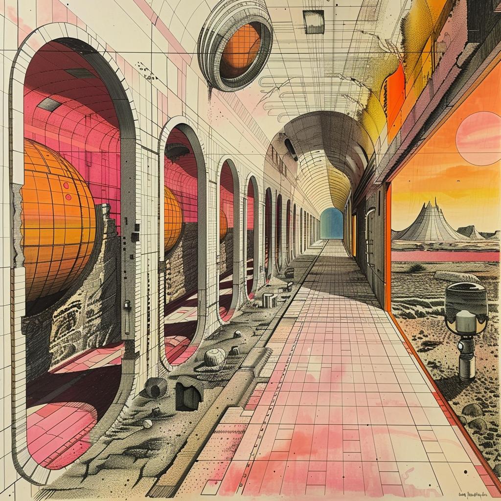 sci-fi  German  1976  tunnel  drawing  window  perspective  dynamic  illustration  conceptual 1036214