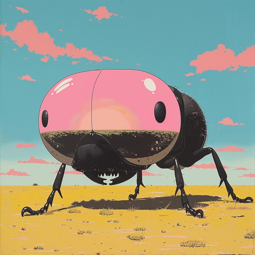 surreal  beetle  black  pink  eyes  body  Joan  Cornella  painting  album 1015497