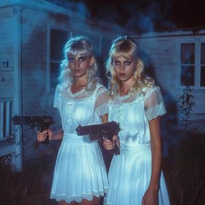photography  women  dresses  guns  90s  realistic  flash  grainy  Lynch  party 1074459