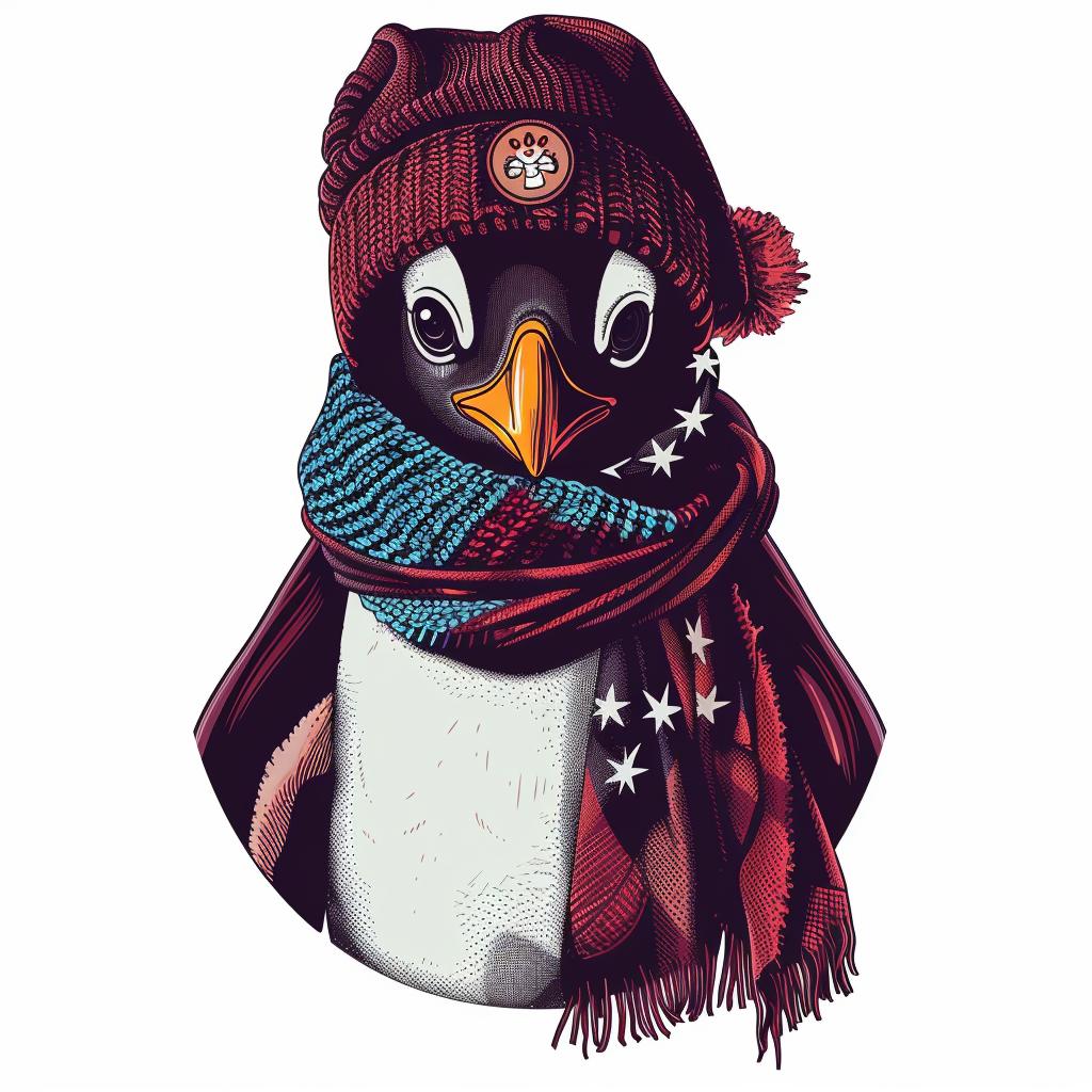 penguin  cute  anthropomorphic  hat  scarf  simple  minimal  street  illustration  happy 958658