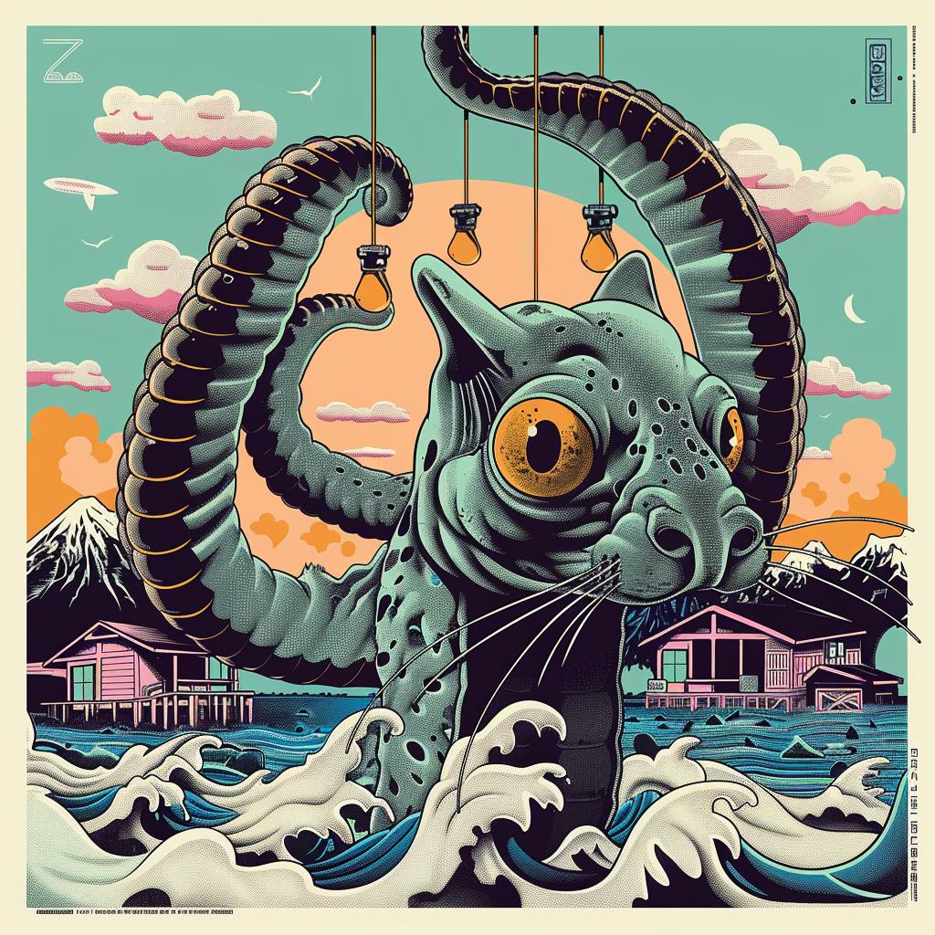 octopus  house  background  japanese  lettering  poster  art  composition  waterscape  design 945795