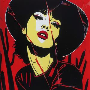 album  cover  abstract  woman  hat  red  black  design  chaos  symbolist 1078206