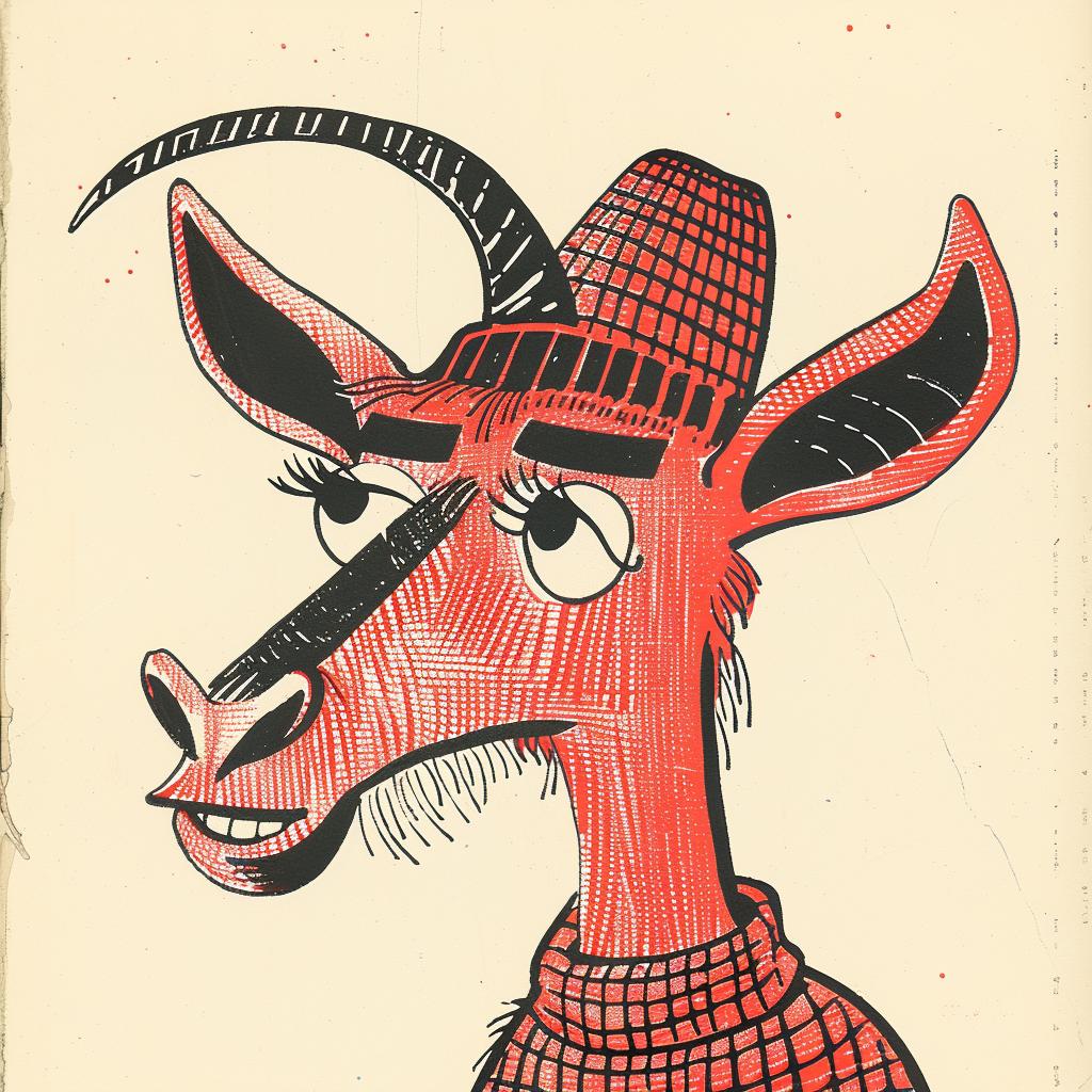 goat  hat  creature  Jack  Kirby  1950s  portrait  vibrant  comic  drawing 921655