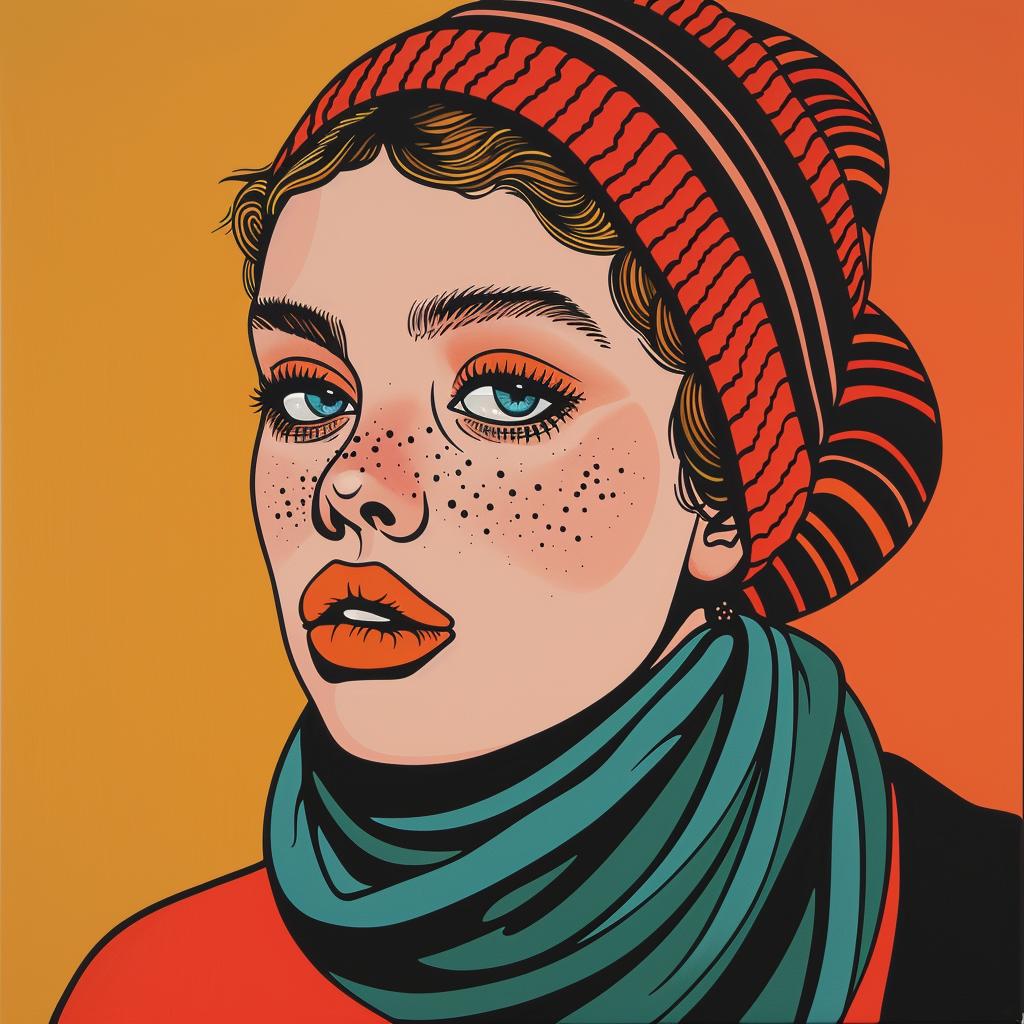 وشاح صوف للبنات، رسم توضيحي، ملون، عصري، شبابي، مرح، 972586
