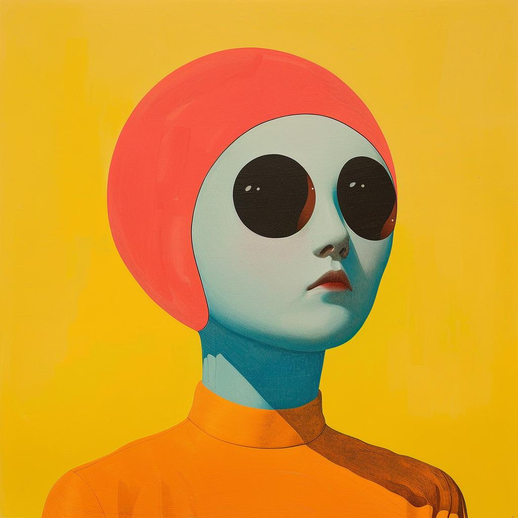 surreal  woman  sunglasses  orange  top  painting  album  cover  Joan  Cornella 1017926