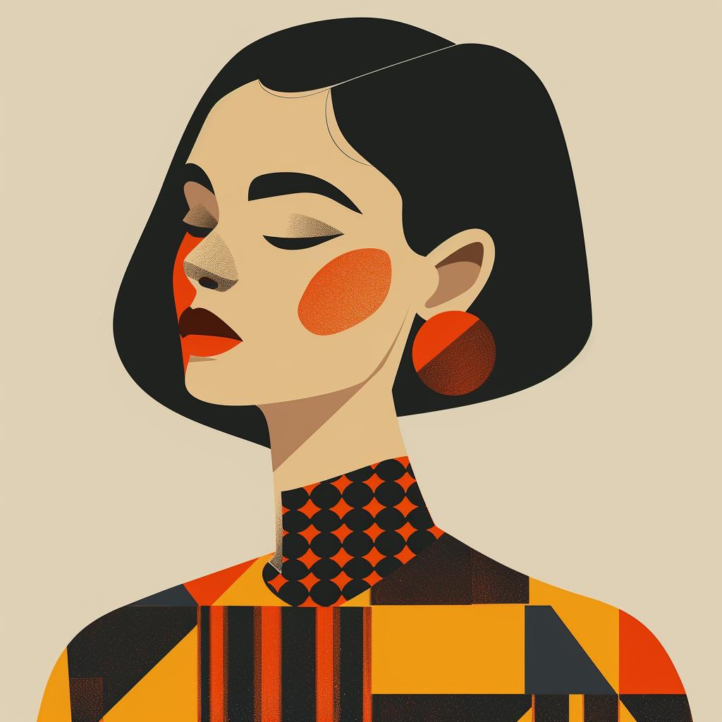 abstract  minimalist  portrait  Latin-American  geometric  elegance  stylish  modern  colorful  retro 929342