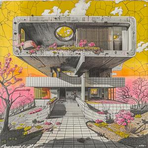 abandoned  decrepit  blackwhite  technicolor  pink  flowers  architecture  FrankLloydWright  nature  art 1036555