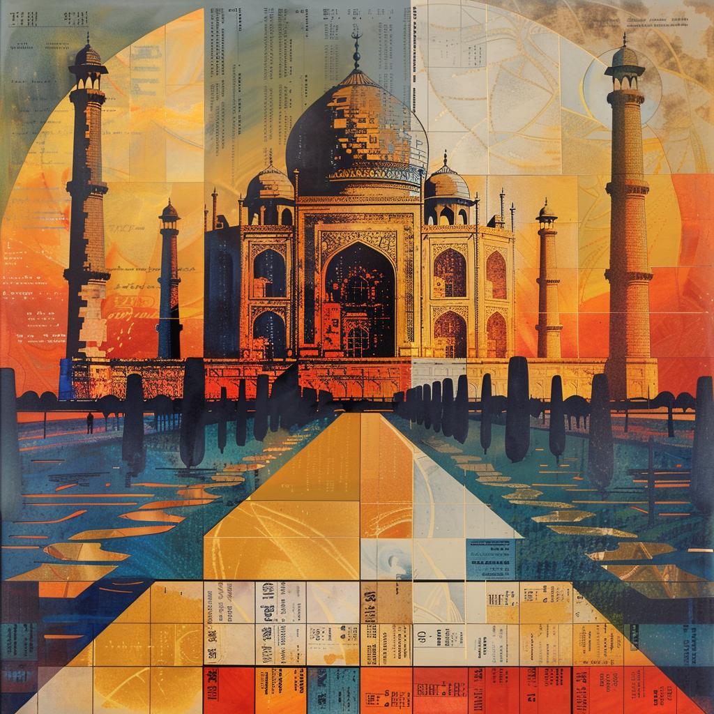 Taj  Mahal  sunrise  collage  stained  glass  patterns  gardens  architecture  colors 1017148