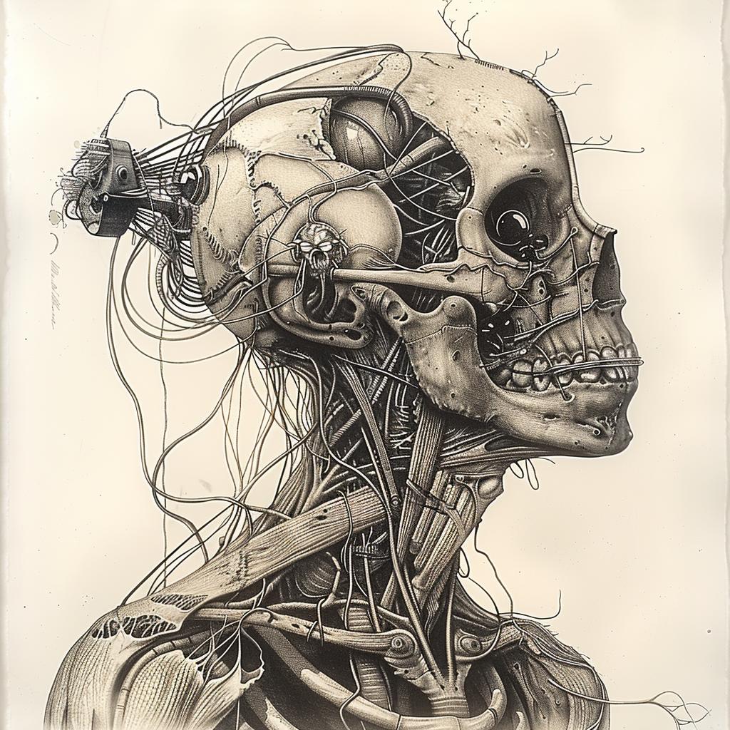 skeleton  drawing  wires  art  design  surreal  black  white  ink  illustration 1029226