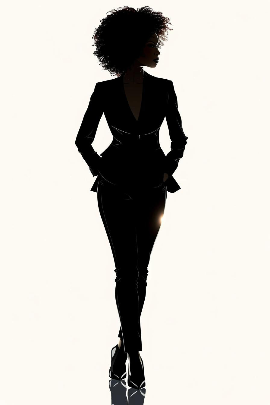 woman  business  attire  african-american  silhouette  white  background  svg  vector  confident 954343