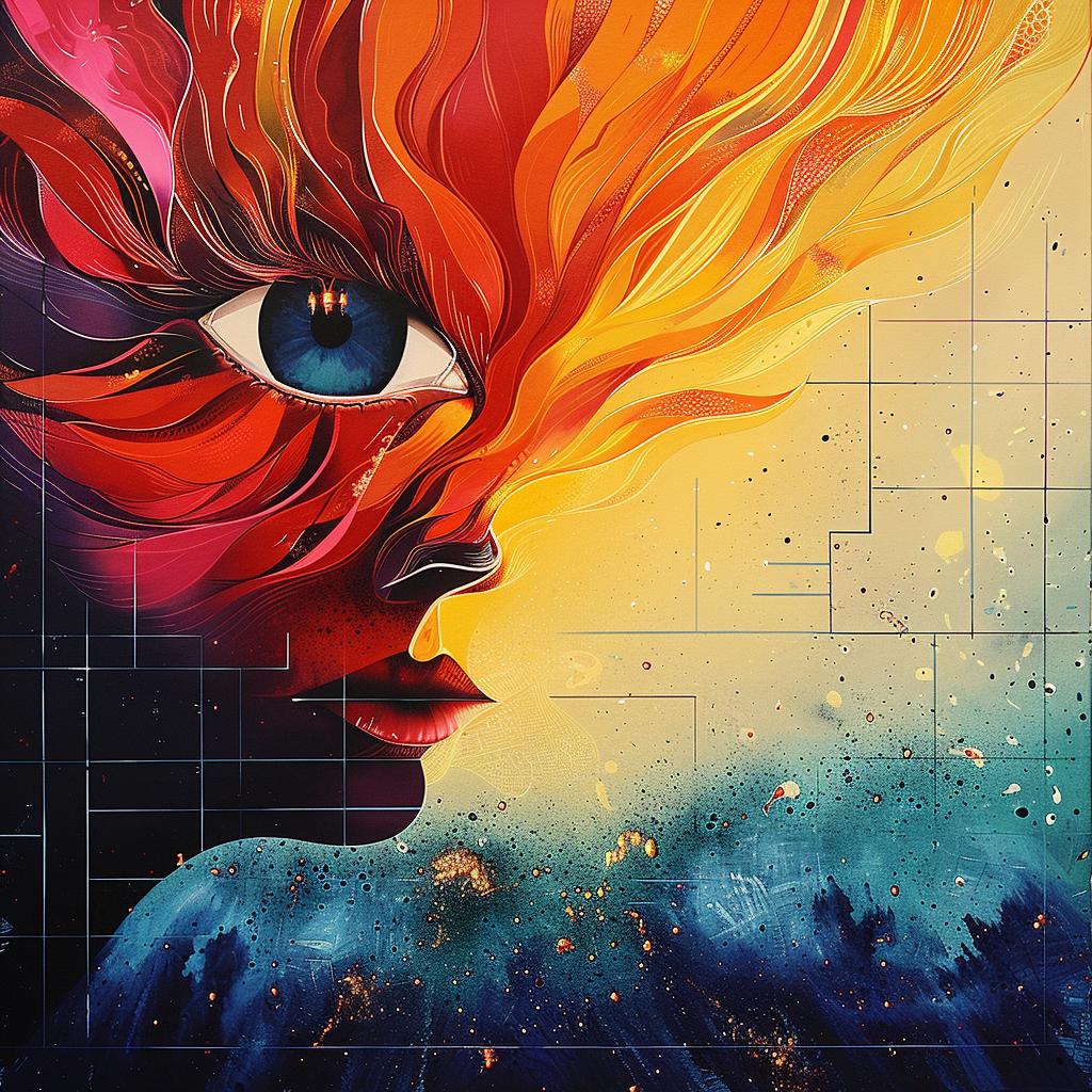 woman  fiery  face  portrait  vivid  expression  emotion  colorful  dynamic  art 967873