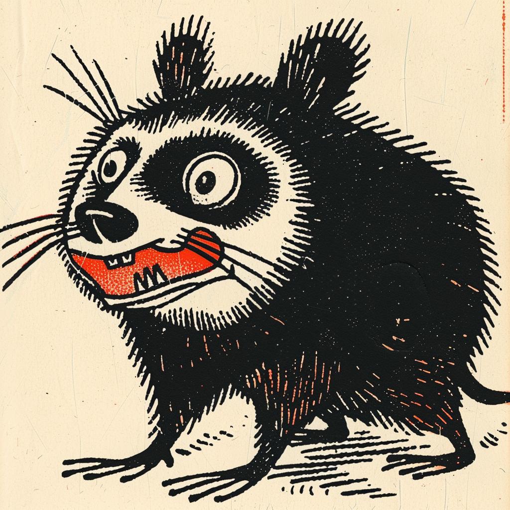 mythical  creature  panda  rat  hybrid  illustration  colorful  whimsical  cartoonish  playful 923012