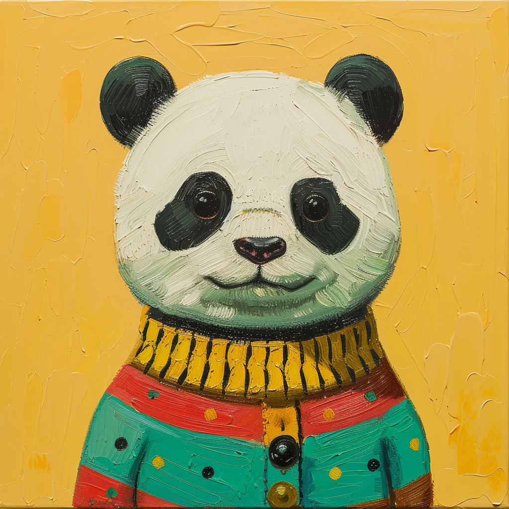 panda  surreal  sweater  painting  cute  chubby  animals  artwork  whimsical  colorful 978301