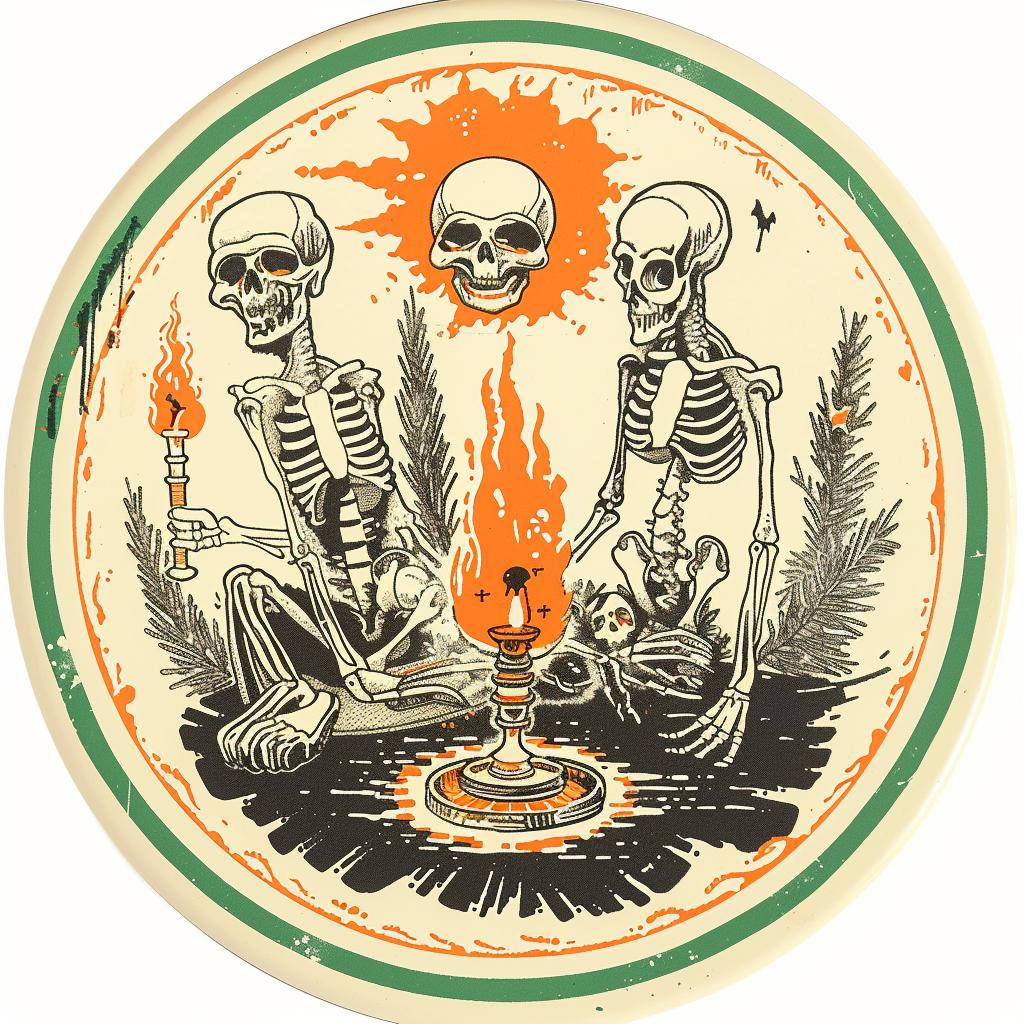 provocative  art  skeletons  campfire  dark  occult  sticker  naturalistic  introspective  terror 932224