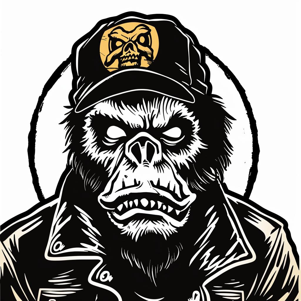 gorilla  leather  jacket  skull  back  illustration  cool  urban  graphic  bold 1032963