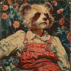 chromolithography  red  panda  flowers  painting  colorful  nature  animal  artwork  vibrant 1050439