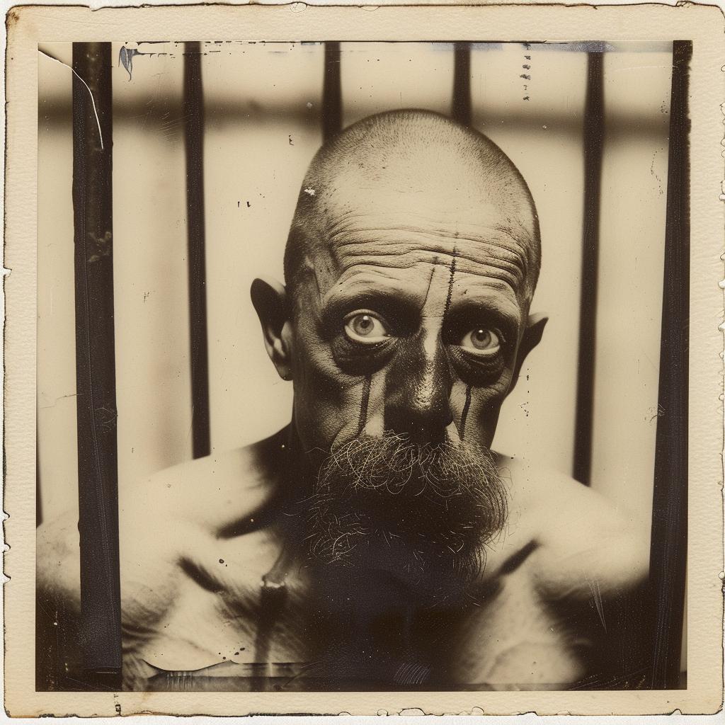 Kenny  Smith  prisoner  photo  vintage  beard  mustache  1912  polaroid  historical 1020857