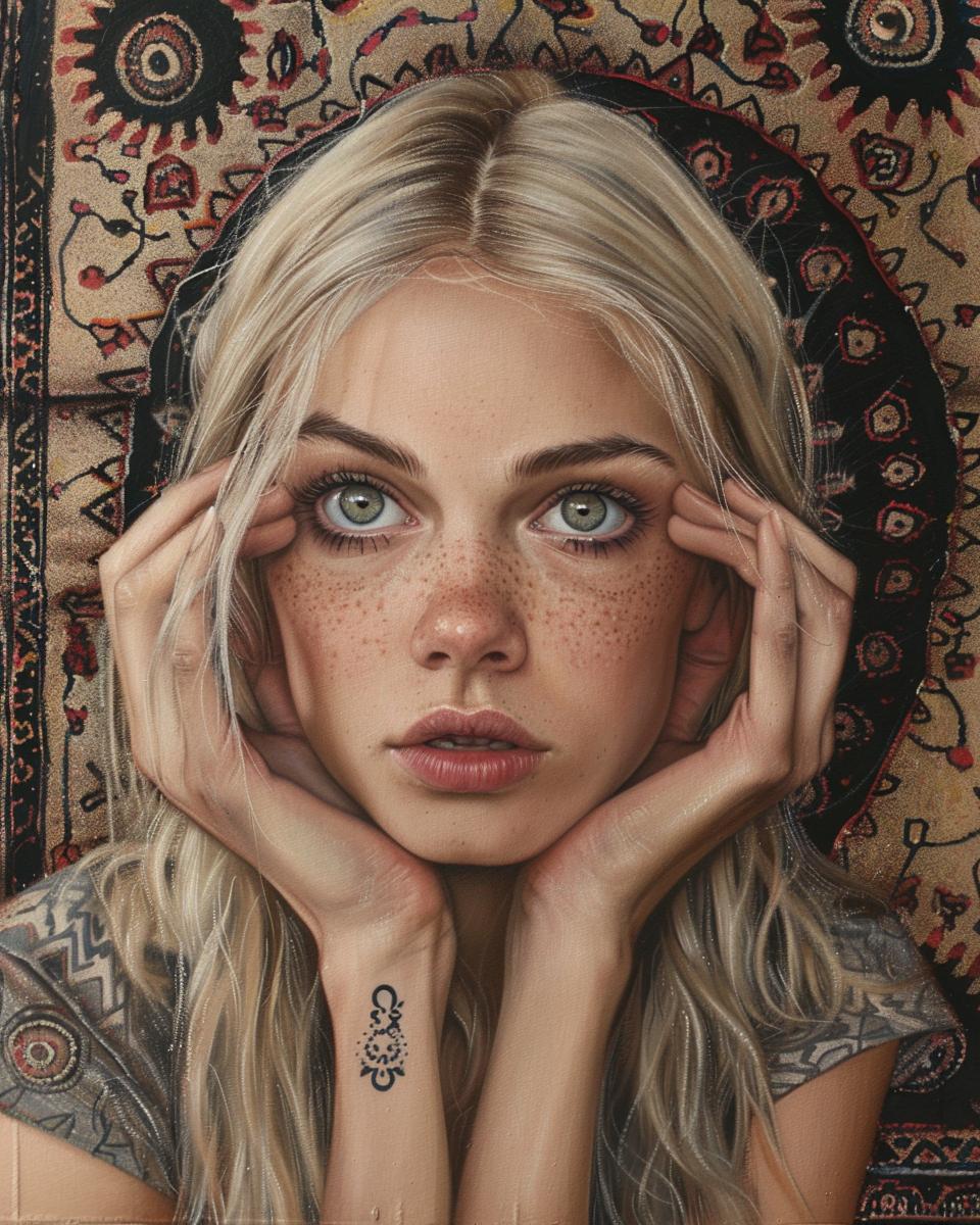 portrait  woman  freckles  surreal  artistic  colorful  unique  vivid  dreamlike  portraiture 971712