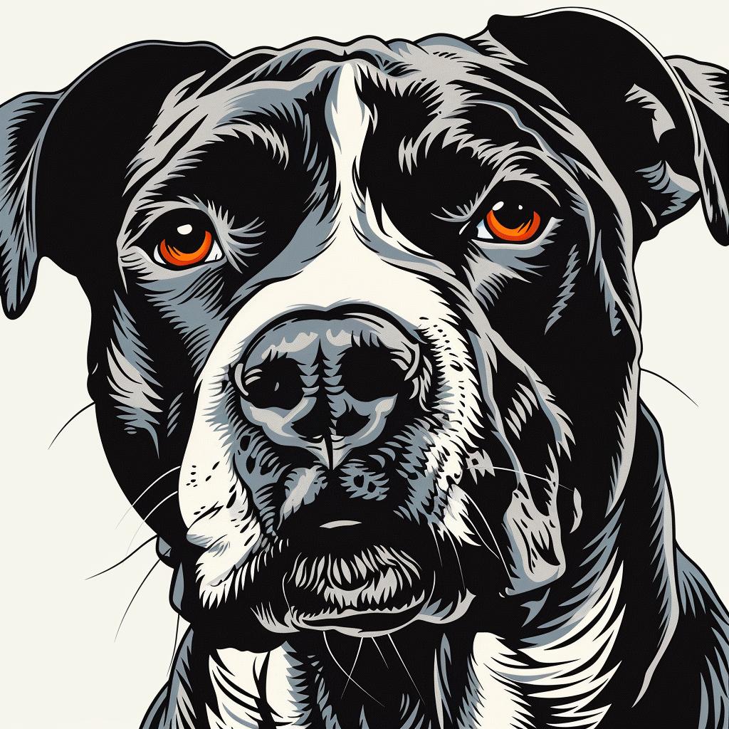 dog  black  white  orange  eyes  portrait  pitbull  animal  expression  vibrant 962394