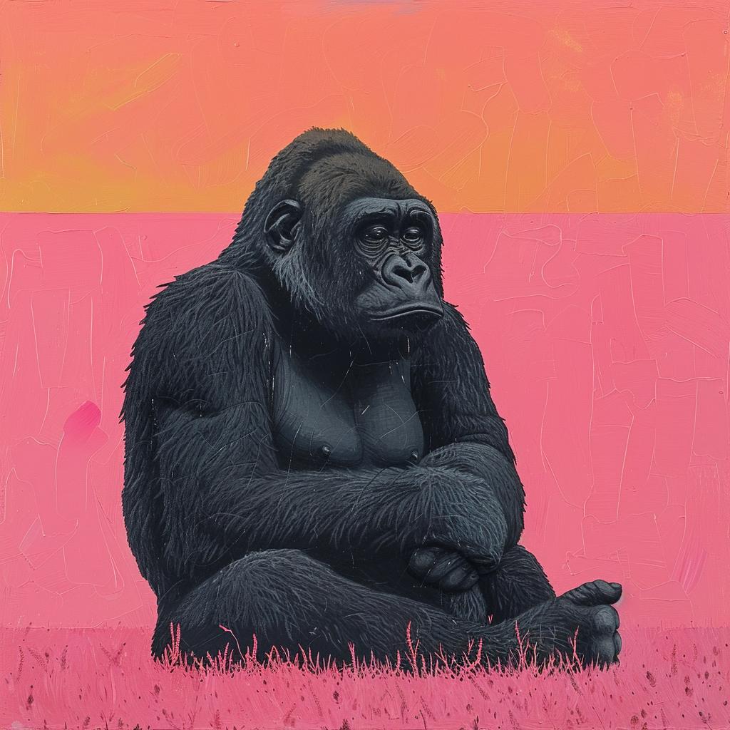 creative  surreal  gorilla  painting  grass  humor  artistry  whimsical  colorful  nature 978384