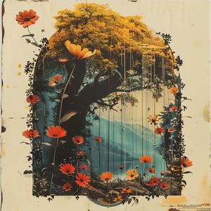 landscape  waterfall  flowers  chromolithography  nature  tree  vibrant  colorful  tranquil  scenic 1038652