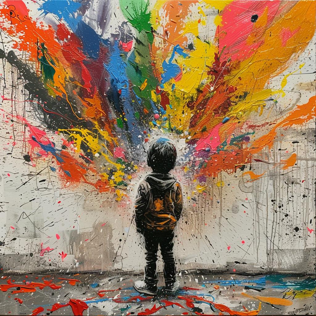 surreal  album  cover  hyper-realistic  screenprinting  Martin  Whatson  encaustic  child  explosion 960040