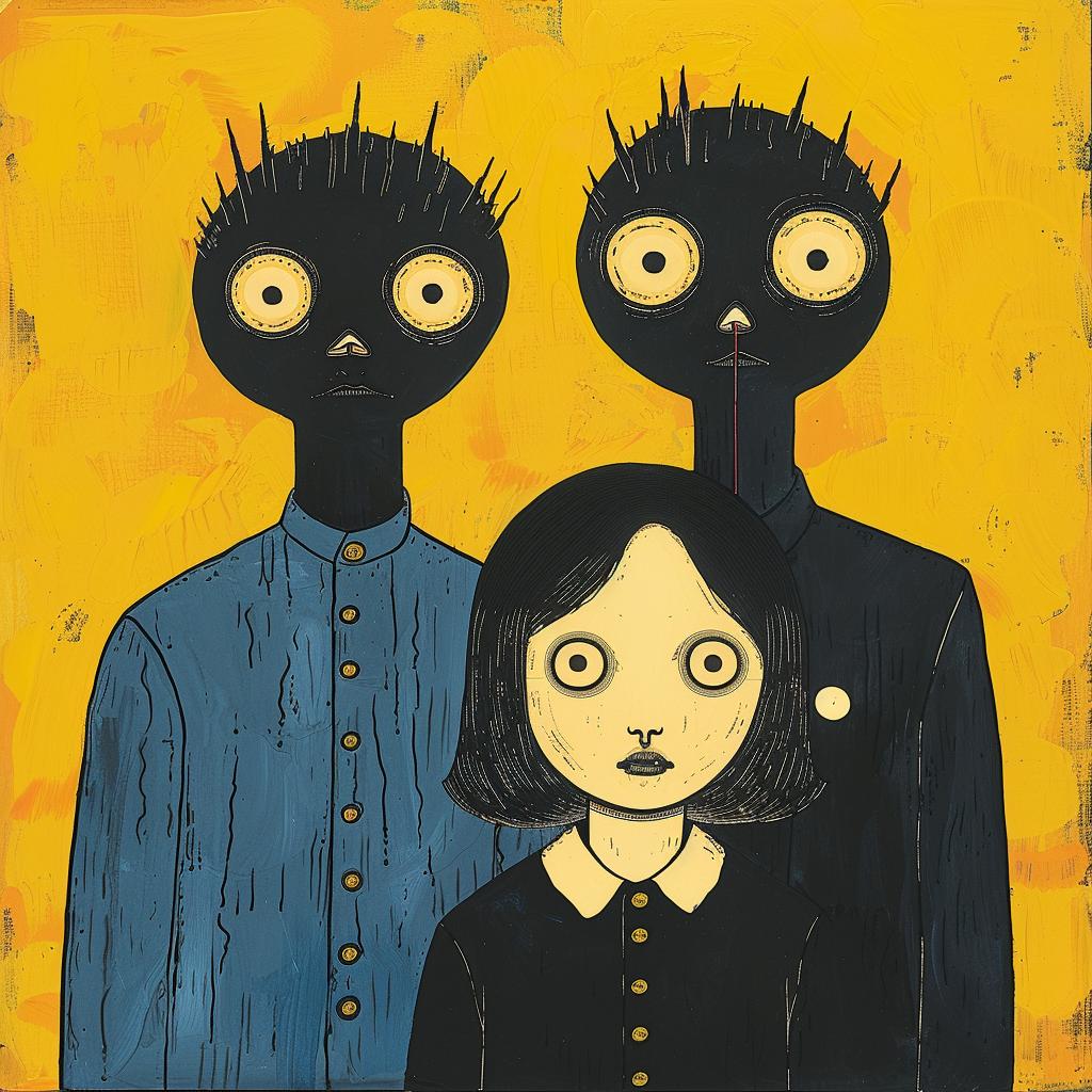 surreal  painting  people  black  eyes  creative  album  cover  illustration  dark 1019323