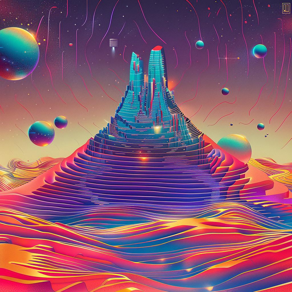 digital  art  mountain  space  ship  modern  stylized  creative  vibrant  colorful 967600