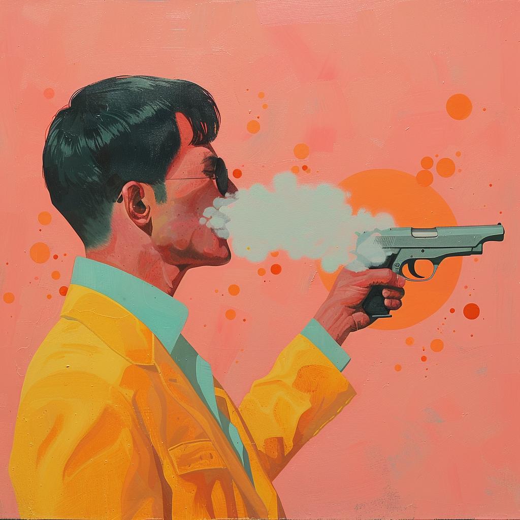 surreal  smoking  gun  man  painted  art  Joan  Cornella  dramatic  visual 1017641