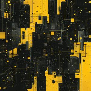 abstract  city  dots  black  yellow  blockchain  nodes  links  cubes  shape 1040526