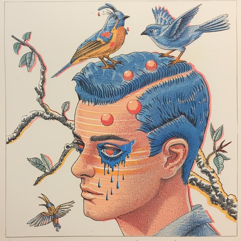 DADA  art  bluebird  creature  surreal  drawing  man  hair  birds  colorful 939443