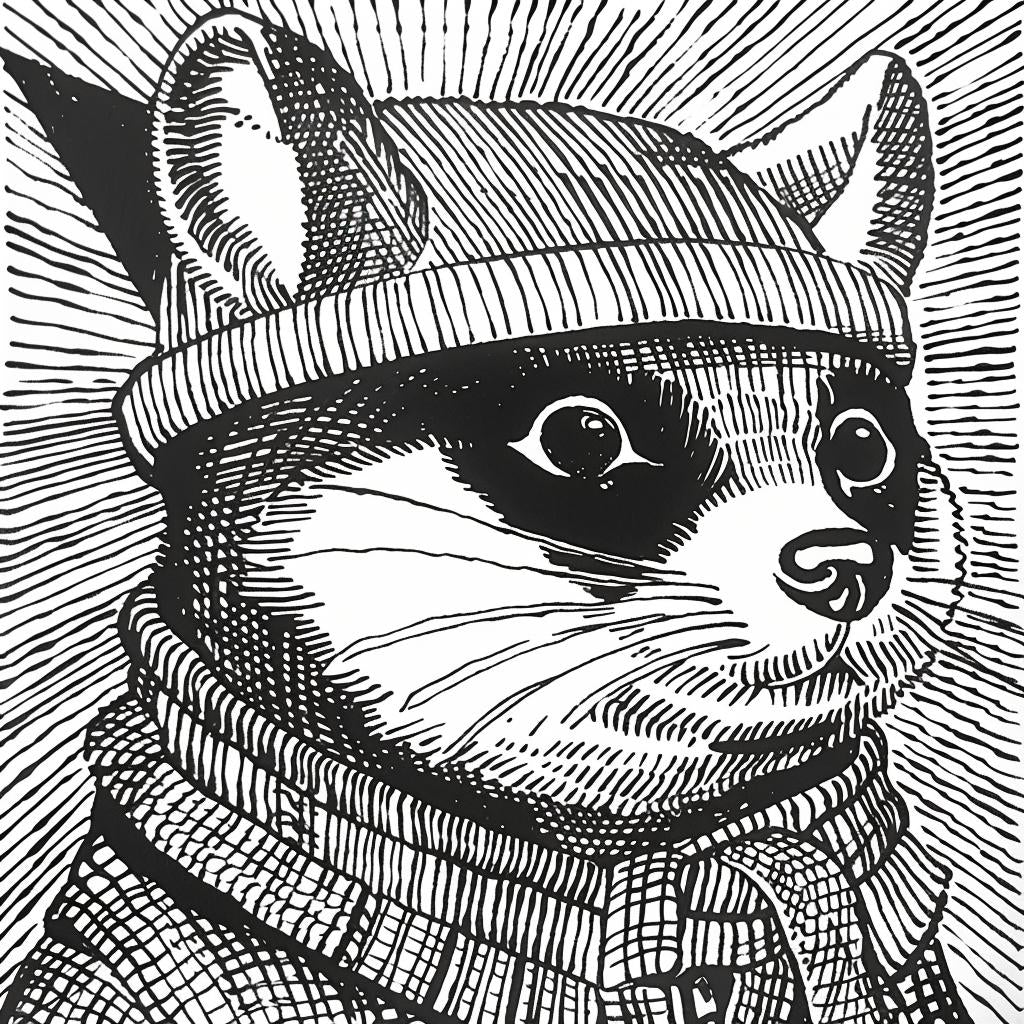 raccoon  hat  black  white  minimal  street  aggressive  drawing  stylized  animal 959513