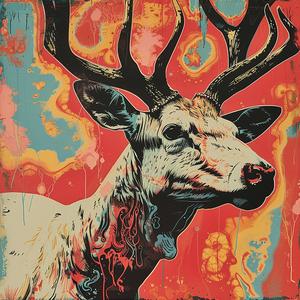 surreal  deer  horns  colorful  symbolist  screenprint  artistic  Todd  White  creative 1078590