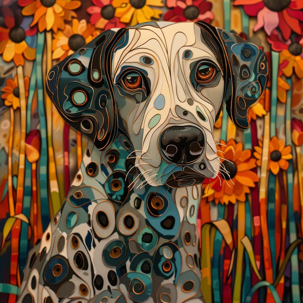 Dalmatian  dog  colorful  flowers  head  vibrant  painting  whimsical  artwork  detailed 938610