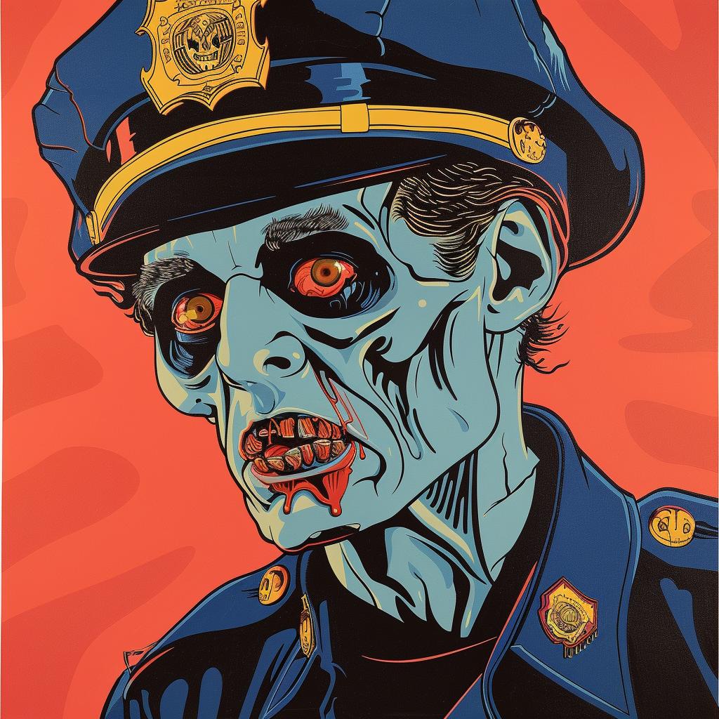 poster  zombie  cop  police  zombiecop  graphic  illustration  horror  funny  art 1023441