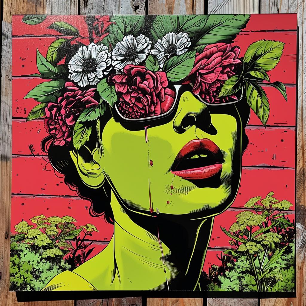 woman  flowers  hair  surreal  album  cover  symbolist  hyper-realistic  screenprinting  creative 1027214