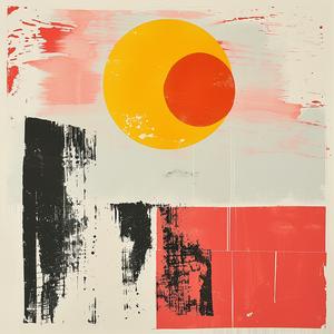 painting  surreal  blockprint  red  sun  orange  black  art  creative  style 1062996