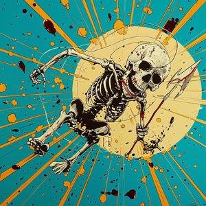 skeleton  creature  trident  dynamic  fantasy  illustration  whimsical  action  surreal  character 1072225