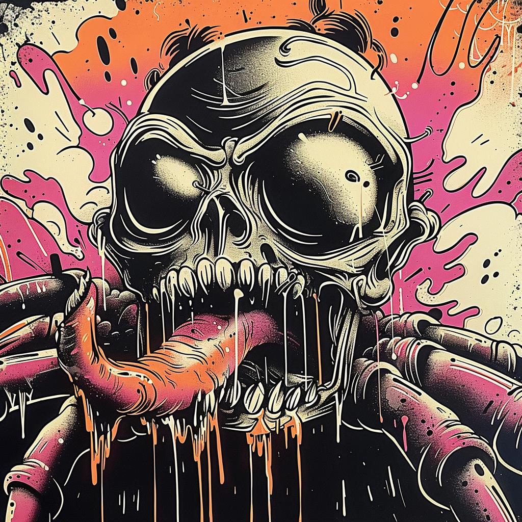 skull  tongue  painting  macabre  dark  realistic  contrast  detail  gothic  surrealism 947839
