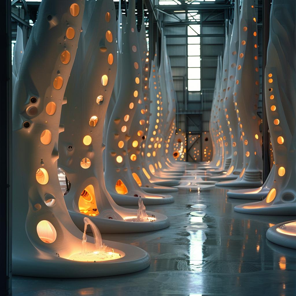 ceramic  futuristic  industrial  sculptures  room  lighting  design  glow  steel  white 965186
