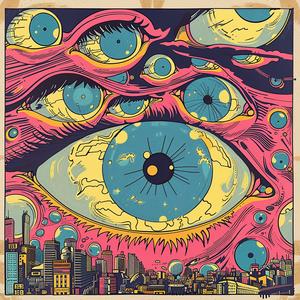 eye  city  background  album  cover  surreal  symbolist  risograph  hyper-realistic  poster 1078567