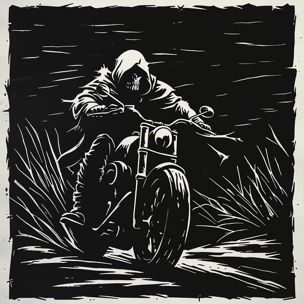 grim  reaper  motorcycle  black  white  drawing  man  biker  skull  dark 1025584