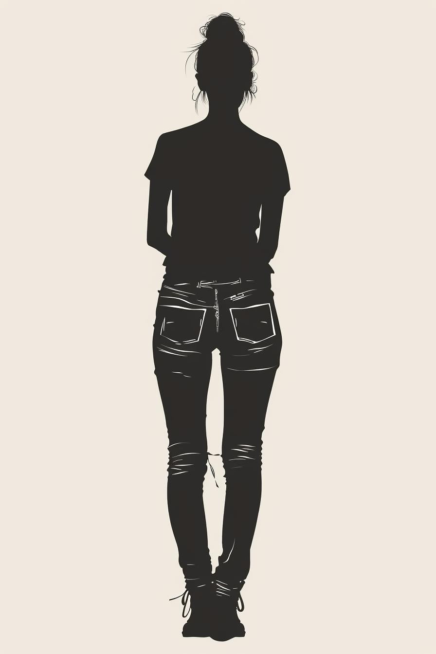 silhouette  woman  casual  attire  vector  white  background  front  view  svg 954416
